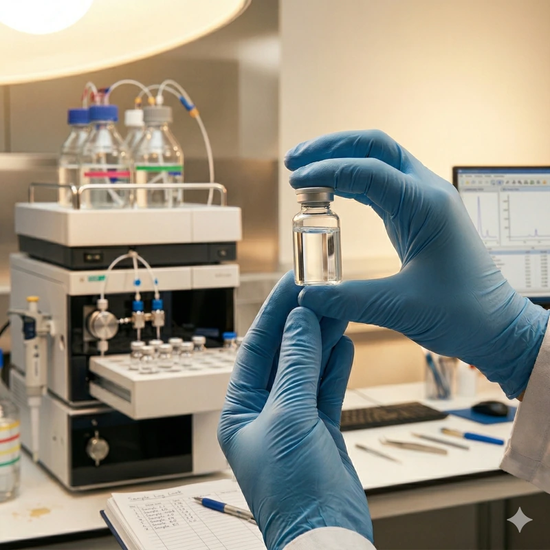 HPLC lab testing of peptide vial